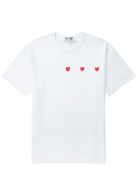 printed t-shirt unisex white in cotton COMME DES GARÇONS PLAY | AX-T337-0513